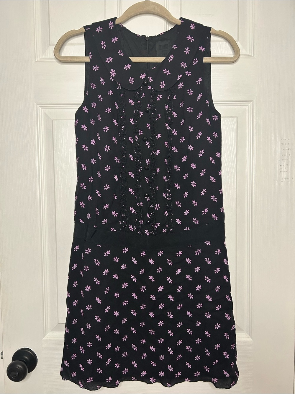 Anna Sui Peter Pan Collar Floral Drop Waist Dress